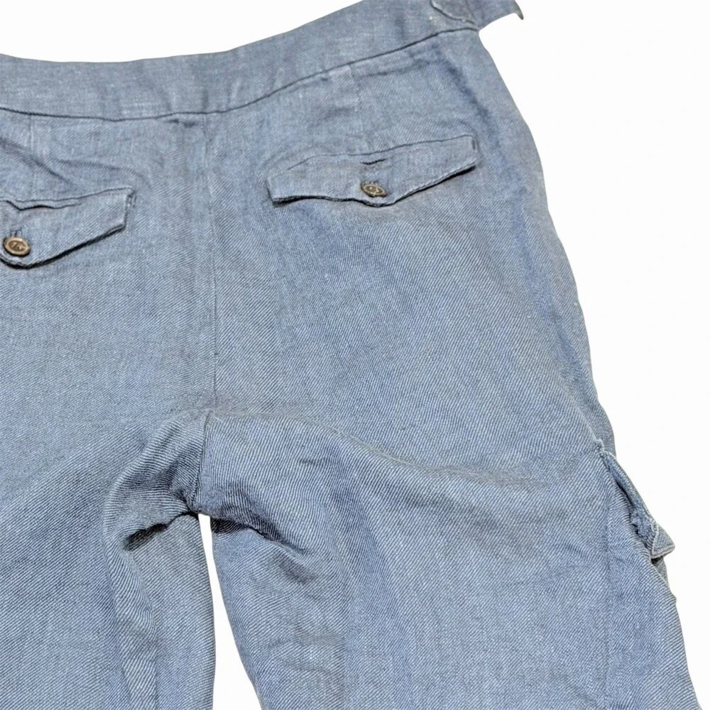 Banana Republic Blue Chambray Cargo Utility Pants Size 6 Straight Leg Pockets